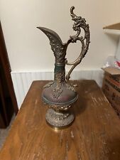 Antique Vintage Ornate Brass Ewer Urn Pitcher Vase Decorative Metal  picture