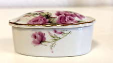Vintage Lefton China Hand Painted Oval Trinket Box Jewelry Chintz Roses mini 93 picture