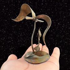 Vintage Hong Kong Metal Figurine Of A Flying Bird W Leafs Metal Decor Figurine picture