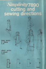 SIMPLICITY JIffy 7890 MISSES SZ 8-10 JERKINS IN TWO LENGTHS SEWING PATTERN VTG picture
