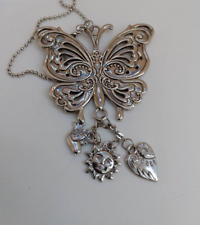 Large Silvertone Butterfly Pendant Drop Sun Bird Heart Charms Keychain Accessory picture