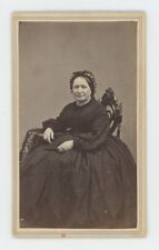 Antique CDV Circa 1860s Lovely Smiling Woman  in Mourning Dress Abbott Albany NY picture