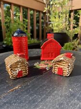 Vintage salt and pepper shakers sets Barns Cabins Farmhouse Style Ceramic picture