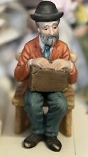 VTG LEFTON Porcelain 5.5” Figurine of Old Man Sitting On Bench w/Briefcase #7858 picture