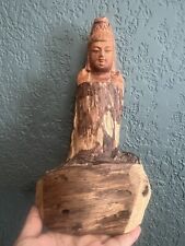 Quan Yin/Guanyin Hand Carved Wood 10.25” Buddhist Statue ⭐️ Vtg picture