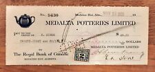 1930 Royal Bank of Canada merchant's Cheque excise tax stamp Medalta Potteries picture