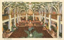 Grand Lobby 1930s New Hotel Jefferson St Louis Missouri Postcard Teich 8823 picture