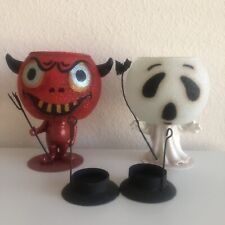 Department Dept 56 Halloween Glitterville Ghost and Devil Tealight Candle Holder picture
