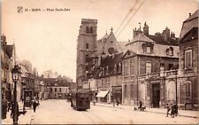 Dijon Place Emile Zola Sepia Trolley Antique Divided Back Postcard picture