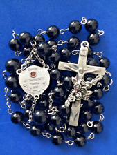 Custom St THERESE Black Onyx SOIL RELIC 1910 St Therese Crucifix 8-10mm Handmade picture