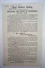 GWR Railway Notice #35 Withdrawal & Storage Of Footwarmers Swindon Depot 1892 picture