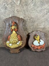 Vintage Apsit Bros Of California 1974 Wall Decor 2 Piece Chickens Antique Rare picture