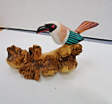 Vintage Hand Carved Painted  Wooden Tropical Bird Driftwood  picture
