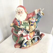 Fitz & Floyd Old Fashioned Christmas Teapot 19/1253 Santa Toy Rocking Horse 2002 picture