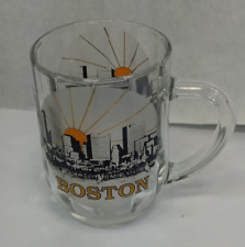 Vintage Boston Massachusetts Glass Mug Cup Black White Gold Decoration picture