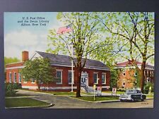 Albion New York NY US Post Office Swan Library Vintage Curt Teich Postcard 1951 picture