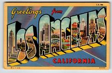 Greetings From Los Angeles California Large Big Letter Linen City Postcard 1949 picture