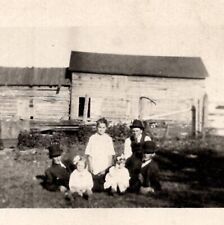 RPPC Three Dapper Men With Children On Farm Old Barn Postcard P24 picture