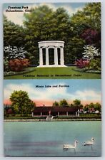 Firestone Park Columbiana Ohio Memorial Mirror Lake Pavilion Postcard picture