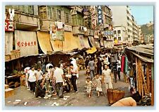 c1970's An Open Air Market In Kowloon Hong Kong Unposted Vintage Postcard picture