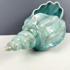 Vintage 260 USA Aqua Blue Green Conch Shell Planter Knick Knack picture