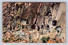 Puye Ruins NM- New Mexico, Cave Dwellings, Antique, Vintage Souvenir Postcard picture