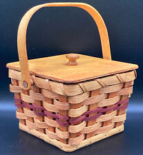 Quality Handcrafted Handwoven Square Amish Yoder's Basket with Lid Swivel Handle picture