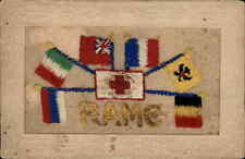 Silk Embroidered WWI Patriotic Flags RAMC Royal Army Medical Corps Postcard picture