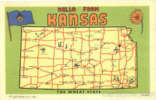 Hello From Kansas Teich Large Letter Linen Postcard Vintage Post Card picture