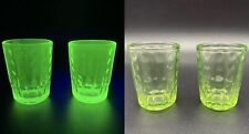Vintage Uranium Depression Glass Shot Glass Optic Raindrop Dimpled 1 Oz Set picture