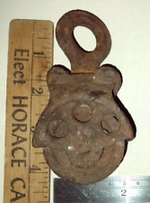 ANTIQUE Rusty Cast Iron Farm Barn Rope Double Pulley picture