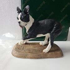 Vintage 2001 Living Stone Boston Terrier On Base Figurine 5