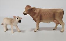 Schleich 2015 Light Brown Swiss Cow & NEW Calf EXCLUSIVE To 42407 picture