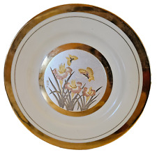 The Art of Chokin Iris Butterfly Plate With 24k Gold Trim Japan picture