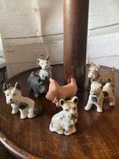 Antique Bundle Of 7 Figurine Dogs Terrier Breeds picture