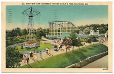 Baltimore Maryland Bird's Eye View Carlin's Amusement Park 1941 Linen Postcard picture