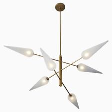 6 light PIROUETTE Mid Century Modern Raw Brass Pendant Sputnik chandelier picture