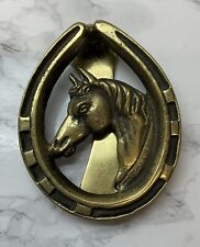 Vintage 4” Brass Horse/Horseshoe Door Knocker picture