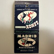 Vintage 1950s Madrid Restaurant New York City Matchbook Cover picture