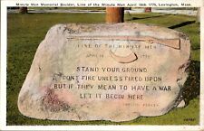 Minute Men Memorial Boulder, Lexington, Massachusetts MA Postcard picture
