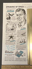 Vintage Print Ad Gillette Blue Blades Chalmers Slick Goodlin Pilot '40s Ephemera picture