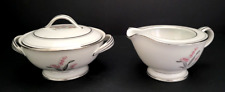 Noritake China Crest 5421 Sugar Bowl and Creamer Lily of the Valley Japan picture