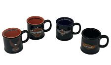 Lot Of 4 VTG 2002 Harley Davidson Official 3D Logo 2 Inch Mini Mugs Black Orange picture