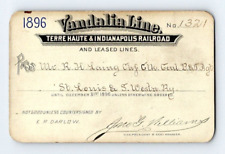 1896 VANDALIA LINE RAILROAD PASS. TERRE HAUTE & INDIANAPOLIS R.R. R.H. LAING picture