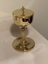Nice Older Traditional Ciborium, All Gold Plated, Mary Figure (CU525) chalice co picture