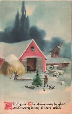 Clapsaddle Christmas Postcard Farm Scene Artist Signed Pub. Wolf  PM 1923   Z4 picture