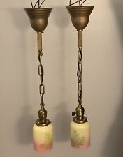 Brass Pendant Light Fixtures With Shades 25” long rewired 17I picture