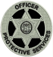 OFFICER P S  EMB patche 3.75X3.75 hook on silver ON BLACK picture