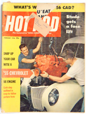 VTG HOT ROD AUTOMOTIVE MAGAZINE FEBRUARY 1956 '55 CHEVROLET V8 ENGINE STUDES picture