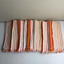 Vintage Leshner Orange & White Striped Hand Dish Towels 💯 Cotton Set Of 8 picture